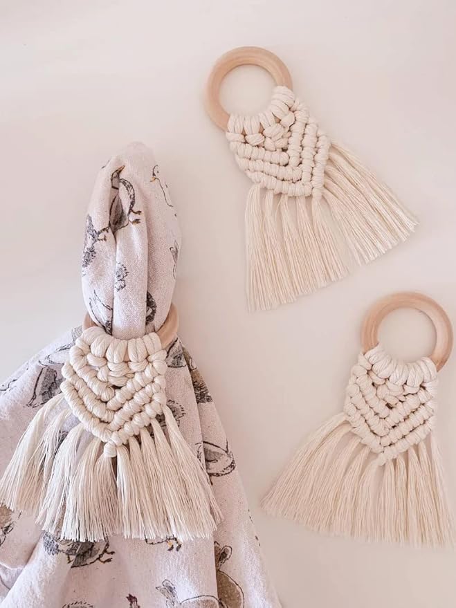 Macrame Napkin Holder Ring Set Of 4 - Leechoo